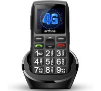 artfone C1+4G Noir - Volte Téléphone Senior Portable Débloqué avec Grandes Touches丨Bouton SOS丨un Volume élevé丨Lampe Torche et Station de Charge丨Radio FM丨Batterie 1800 mAh丨Bluetooth丨écran 1,8''丨USB-C