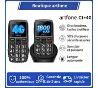 artfone C1+4G - Téléphone mobile 4G pour seniors, avec bouton SOS, grandes touches, volume élevé et batterie 1800 mAh noir
