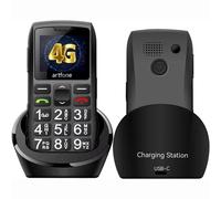 artfone C1+ 4G Téléphone Senior 1800mAh avec SOS, Station de Charge, Haut-Parleur, Bluetooth, USB-C, Grandes Touches noir