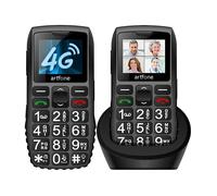 artfone C1+4G Téléphone Senior Portable Débloqué 1,77"" avec Grandes Touches,Bouton SOS,1800mAh Batterie,Lampe Torche Noir
