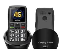 artfone C1+4G Téléphone Senior Portable Débloqué avec Grandes Touches丨Bouton SOS丨1800mAh Batterie丨Lampe Torche et Station de Charge丨Radio FM丨Big Volume丨Fonction d'annonce de l'heure丨1,8'' - Noir