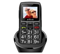 artfone C1+ Téléphone Portable Senior Débloqué avec Grandes Touches | Bouton SOS | Radio FM | Haut-Parleur de Boîte | Batterie 1400mAh | Lampe Torche et Station de Charge, Noir