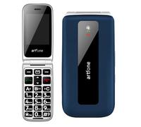 Artfone F20 Téléphone Portable pour Personnes âgées avec Couvercle, Grandes Touches, Bouton SOS, Appel Rapide, Simple, Volume élevé, Batterie Longue durée, Noire (F20-BLEU - sans Base)
