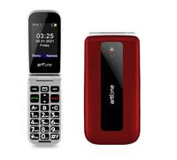 Artfone F20 Téléphone portable pour personnes âgées avec couvercle, grandes touches, bouton SOS, appel rapide, simple, volume élevé, batterie longue durée, langue espagnole rouge