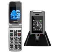 artfone G6 4G - Téléphone à rabat pour personnes âgées, débloqué avec deux écrans, compte de l'heure, numérotation rapide, téléphones mobiles basiques à grands boutons, bouton SOS, USB-C et station de