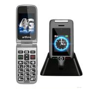 artfone G6 4G Telephone Portable Senior Débloqué丨Téléphone Portable à Clapet avec Grandes Touches丨Bouton SOS丨Double écran丨Station de Charge丨Appareil Photo丨Radio FM丨Appel Rapide丨Bluetooth丨USB-C - Gris