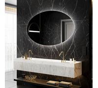 Artforma Moderne Miroir de salle de bain ovale avec éclairage LED ELI226 110 x 70 cm | Couleur LED : Blanc froid 7000K | Interrupteur de rétro-éclairage Sensor