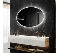 Artforma Moderne Miroir de salle de bain ovale avec éclairage LED ELI227 130 x 80 cm | Couleur LED : Blanc froid 7000K | Interrupteur de rétro-éclairage Sensor