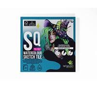 Artgecko Carreaux de croquis professionnels pour aquarelle - Carreaux carrés - 148 mm - 20 feuilles de papier blanc 300 g/m²