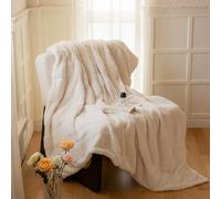 ARTGOS Plaid Canapé Flanelle,Couverture lit Jete de Canape Polaire,Plaid Fourrure,Plaid Canapé Mouton 1/2 Personnes,Grand Chaud et Doux en Peluche-Blanc,180×200cm