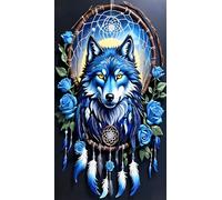ARTGOTO Diamond Painting Carré Adulte Grand Format,40x70cm Peinture Diamant XXL Loup B,Broderie Diamant Painting Kit Complet Adulte Grand Format,Grande Taille Pour la Décoration