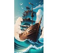 ARTGOTO Diamond Painting Carré Adulte Grand Format,40x70cm Peinture Diamant XXL Navire A,Broderie Diamant Painting Kit Complet Adulte Grand Format,Grande Taille Pour la Décoration