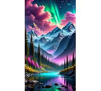 ARTGOTO Diamond Painting Carré Adulte Grand Format,40x70cm Peinture Diamant XXL Paysage Aurore Boreale C,Broderie Diamant Painting Kit Complet Adulte Grand Format,Grande Taille Pour la Décoration