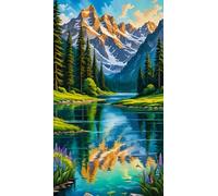 ARTGOTO Diamond Painting Carré Adulte Grand Format,40x70cm Peinture Diamant XXL Paysage Montagne Forêt A,Broderie Diamant Painting Kit Complet,Grande Taille Pour la Décoration