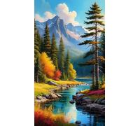 ARTGOTO Diamond Painting Carré Adulte Grand Format,40x70cm Peinture Diamant XXL Paysage Montagne Forêt B,Broderie Diamant Painting Kit Complet,Grande Taille Pour la Décoration
