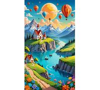 ARTGOTO Diamond Painting Carré Adulte Grand Format,40x70cm Peinture Diamant XXL Paysage Montgolfière A,Broderie Diamant Painting Kit Complet Adulte Grand Format,Grande Taille Pour la Décoration