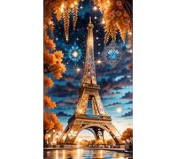 ARTGOTO Diamond Painting Carré Adulte Grand Format,Peinture Diamant XXL 40x70cm Tour Eiffel A,Broderie Diamant Painting Kit Complet Adulte Grand Format,Grande Taille Pour la Décoration