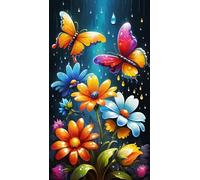 ARTGOTO Peinture par Numero Adulte Grand Format,40x70cm Peinture par Numéro Adulte Fleurs Papillon A,Paint by Numbers for Adults pour Décoration Murale(Sans Cadre)