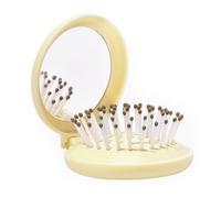 Arthaxi Brosse à cheveux de voyage avec petit miroir, miroir compact avec mini brosse à cheveux, brosse à cheveux pliable pour filles, peigne à cheveux pliable avec miroir, taille portable dans un sac