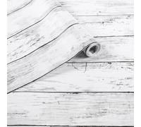 Arthome Blanc Gris Bois Papier Peint 27cmx254cm Peel and Stick Contact Papier Vinyle, Décoratif pour comptoir, armoire, surface de meuble et revêtement mural,Facile à nettoyer et amovible