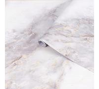 Arthome Blanc Or Marbre Contact Papier,27cmx254cm Papier Peint Auto Adhesif Film Décoratif Amovible Papier pour bureau, cuisine, comptoir, armoire, étagère, autocollant vinyle résistant à l'eau