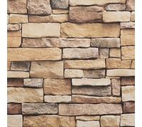 Arthome Brique Papier Peint Adhesif Mural,Peel and Stick Contact Papier Autocollant,Vinyle Film Imperméable Adhesif pour Meuble,Cuisine,Cheminée,Revêtement Mural,Marron Brique,44cmx10m