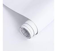 Arthome Mat Papier Adhesif pour Meuble,Auto Adhesif Papier Peint Solide Texturé Peel and Stick Film Vinyle Décoratif Autocollant pour Comptoir,Armoires,Revêtement Mural,Blanc Mat,44cmx10m