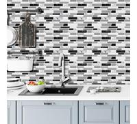 Arthome Papier Peint Gris Brique mosaïque Auto Adhésif 44cmx3m Autocollant Film Papier contact pour Armoires Tiroirs Vinyle Film Décoratif Imperméable Amovible