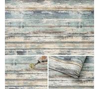 Arthome Rustique Bois Bleu Auto Adhesif Papier Peint 27cmx254cm Autocollant Vinyle Décoratif Planche de Bois Film Vintage Revêtement Mural pour Meubles Facile à Nettoyer Papier Grain de Bois