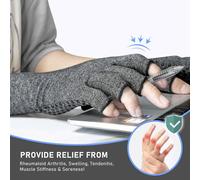 Arthritis Compression Gloves-2 Pairs-Provides Warmth & Compression To Promote Healing,Fingerless Design,Relieve Pain From Rheumatoid Arthritis And Pain
