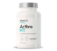 ARTHRO HT | Articulations Douloureuses - Soulagement Rapide et Durable | 3 Actifs Brevetés | Collagène Ovomet + Glucosamine + Chondroïtine + MSM + Boswellia | 120 Comprimés | Made in France | Eiyolab