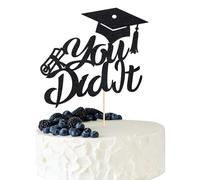 Arthsdite 1 décoration de gâteau « You Did It » pour gâteau de félicitations et remise de diplôme 2025 sur le thème de la remise de diplôme 2025 pour garçons et filles - Noir pailleté