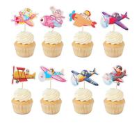 Arthsdite Lot de 24 décorations de cupcakes en forme d'avion pour cupcakes sur le thème de l'avion, fête prénatale, fête d'anniversaire pour enfants, fête d'anniversaire