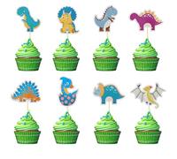 Arthsdite Lot de 24 décorations de cupcakes en forme de dinosaure rugissant pour enfants et garçons - Décorations de fête d'anniversaire sur le thème des dinosaures
