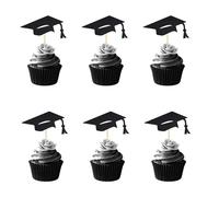 Arthsdite Lot de 24 décorations pour cupcakes 2025 - Décorations de gâteaux pour fête sur le thème de l'obtention du diplôme 2025 - Noir pailleté
