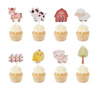 Arthsdite Lot de 24 décorations pour cupcakes en forme d'animaux de la ferme - Pour fête prénatale, fête prénatale, fête d'anniversaire