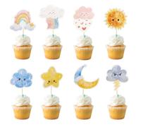 Arthsdite Lot de 24 décorations pour cupcakes Motif émoij nuage arc-en-ciel soleil lune étoile