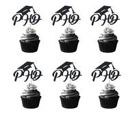 Arthsdite Lot de 24 décorations pour cupcakes PHD 2025 - Décorations de cupcakes - Noir pailleté