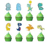 Arthsdite Lot de 24 décorations pour cupcakes sur le thème des dinosaures pour fête prénatale, fête d'anniversaire d'enfants