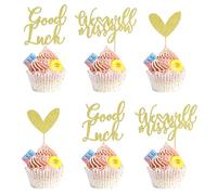 Arthsdite Lot de 24 décorations pour cupcakes « We Will Miss You » en forme de cœur rouge à paillettes - Thème de la retraite - Décorations de gâteaux de fête - Paillettes dorées