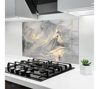 ARTHUB® Crédence de Cuisine en Verre 60x100 cm, Abstract Illusion | Protection Contre Les éclaboussures, Revêtement Mural en Carreaux, Plaque en Verre, Verre trempé, Abstrait, Marbre