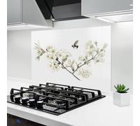 ARTHUB® Crédence de Cuisine en Verre 60x100 cm, Bee Spring Flower | Protection Contre Les éclaboussures, Revêtement Mural en Carreaux, Plaque en Verre, Verre trempé, Paysages, Printemps