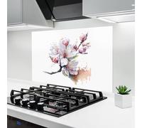 ARTHUB® Crédence de Cuisine en Verre 60x100 cm, Cherry Spring Art | Protection Contre Les éclaboussures, Revêtement Mural en Carreaux, Plaque en Verre, Verre trempé, Paysages, Printemps
