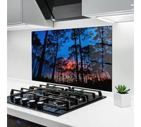 ARTHUB® Crédence de Cuisine en Verre 60x100 cm, Forest Blue Sky | Protection Contre Les éclaboussures, Revêtement Mural en Carreaux, Plaque en Verre, Verre trempé, Paysages, Forêts