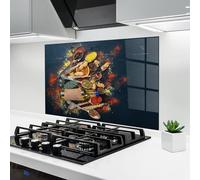 ARTHUB® Crédence de Cuisine en Verre 60x100 cm, Indian Cuisine | Protection Contre Les éclaboussures, Revêtement Mural en Carreaux, Plaque en Verre, Verre trempé, Aliments, Épices