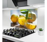 ARTHUB® Crédence de Cuisine en Verre 60x100 cm, Lemon in The Sun | Protection Contre Les éclaboussures, Revêtement Mural en Carreaux, Plaque en Verre, Verre trempé, Aliments, Fruits