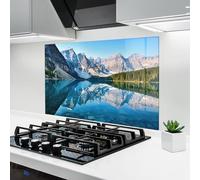 ARTHUB® Crédence de Cuisine en Verre 60x100 cm, Mountain Crystal Lake | Protection Contre Les éclaboussures, Revêtement Mural en Carreaux, Plaque en Verre, Verre trempé, Paysages, Montagnes