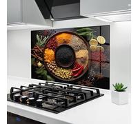 ARTHUB® Crédence de Cuisine en Verre 60x100 cm, Spices Plate | Protection Contre Les éclaboussures, Revêtement Mural en Carreaux, Plaque en Verre, Verre trempé, Aliments, Épices