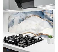 ARTHUB® Crédence de Cuisine en Verre 60x120 cm, Blue Watercolor | Protection Contre Les éclaboussures, Revêtement Mural en Carreaux, Plaque en Verre, Verre trempé, Abstrait, Marbre