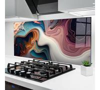 ARTHUB® Crédence de Cuisine en Verre 60x120 cm, Mixed Colors Marble | Protection Contre Les éclaboussures, Revêtement Mural en Carreaux, Plaque en Verre, Verre trempé, Abstrait, Marbre